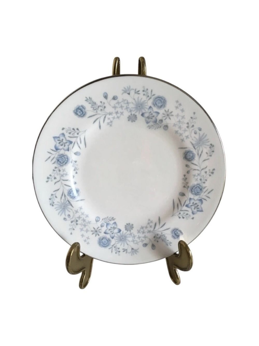Wedgwood Belle Fleur Bone China Bread & Butter Plate, Vintage, 6”, Blue Flowers.